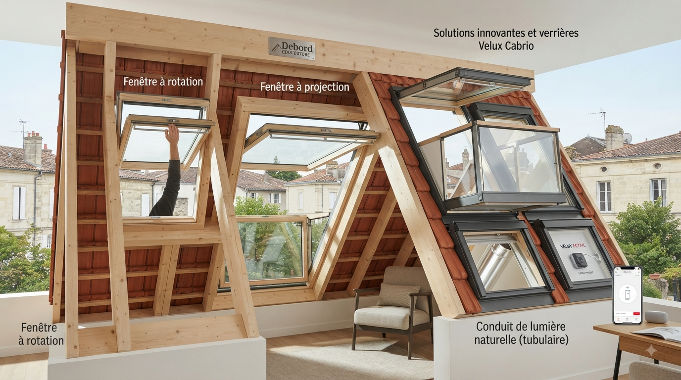 Comparatif des modèles de Velux à rotation, projection et solutions innovantes pour combles à Bordeaux en Gironde